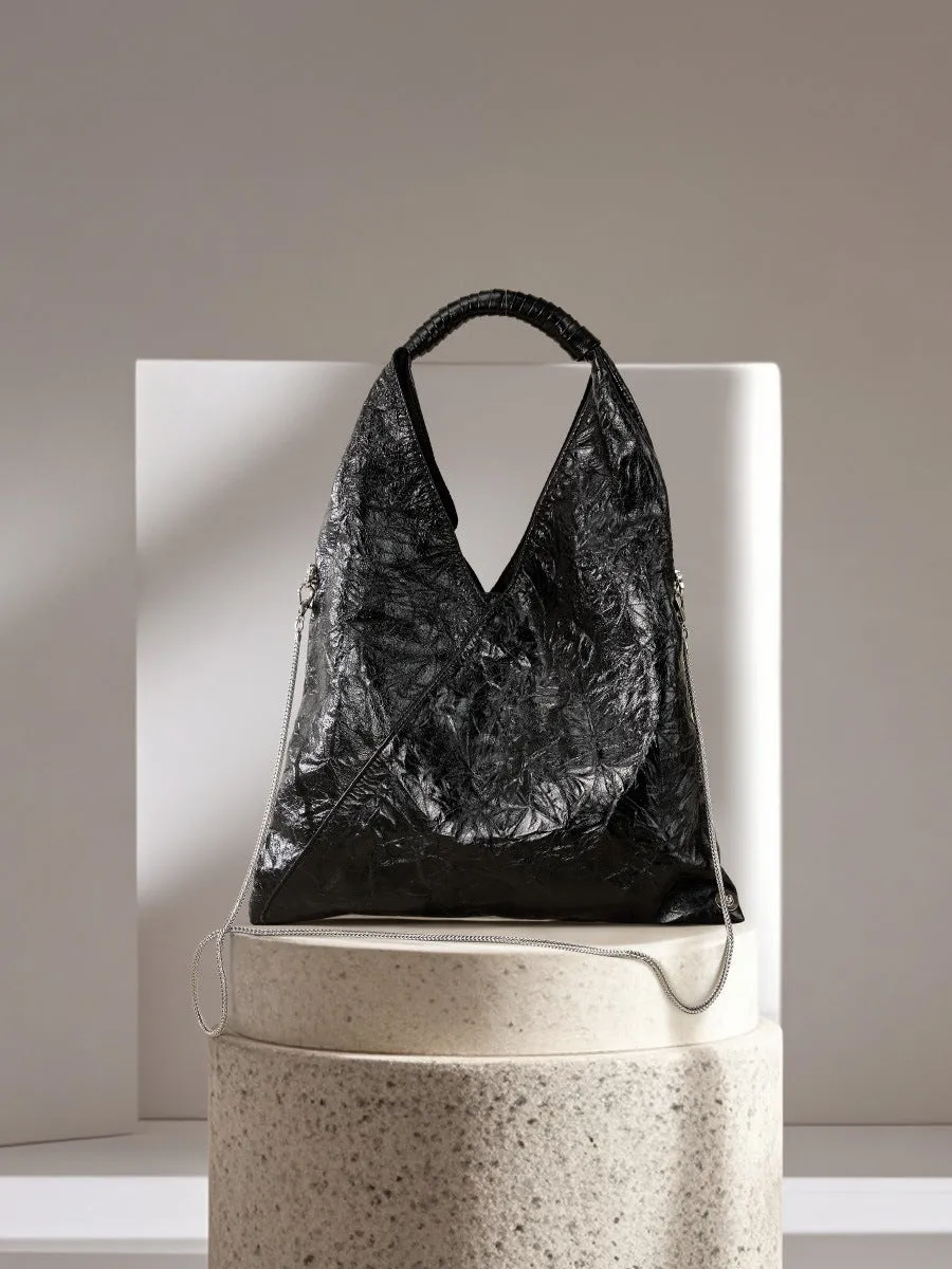 43CM triangular fold lightweight large capacity underarm tote bag 2757 black