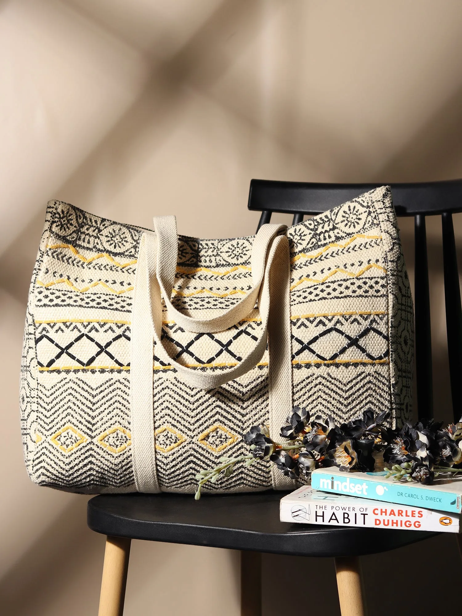 BANIAS - HAND BLOCK COTTON PRINTED TOTE BAG