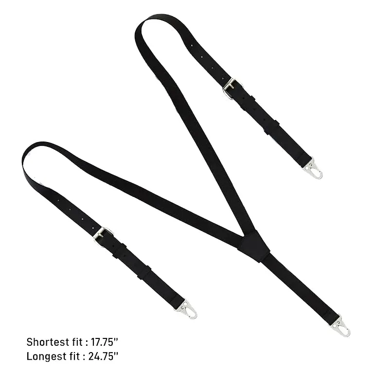 Calvin Crazy Horse Genuine Leather Adjustable Suspenders For Men
