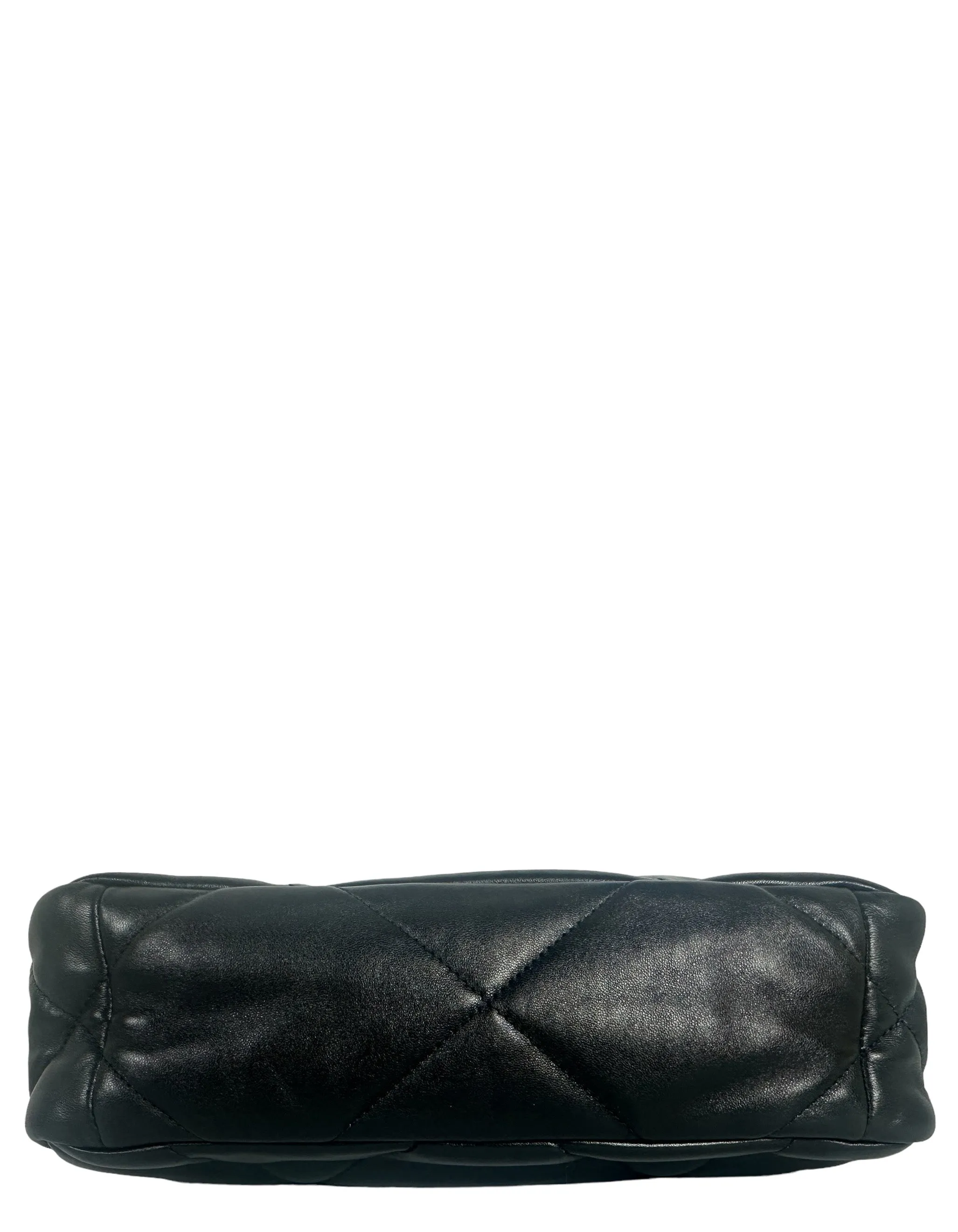 Chanel Silvertone Black Lambskin Quilted Medium 19 Bag