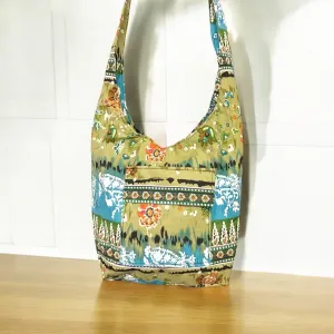 Green Ethnic Style Everyday Crossbody Bag