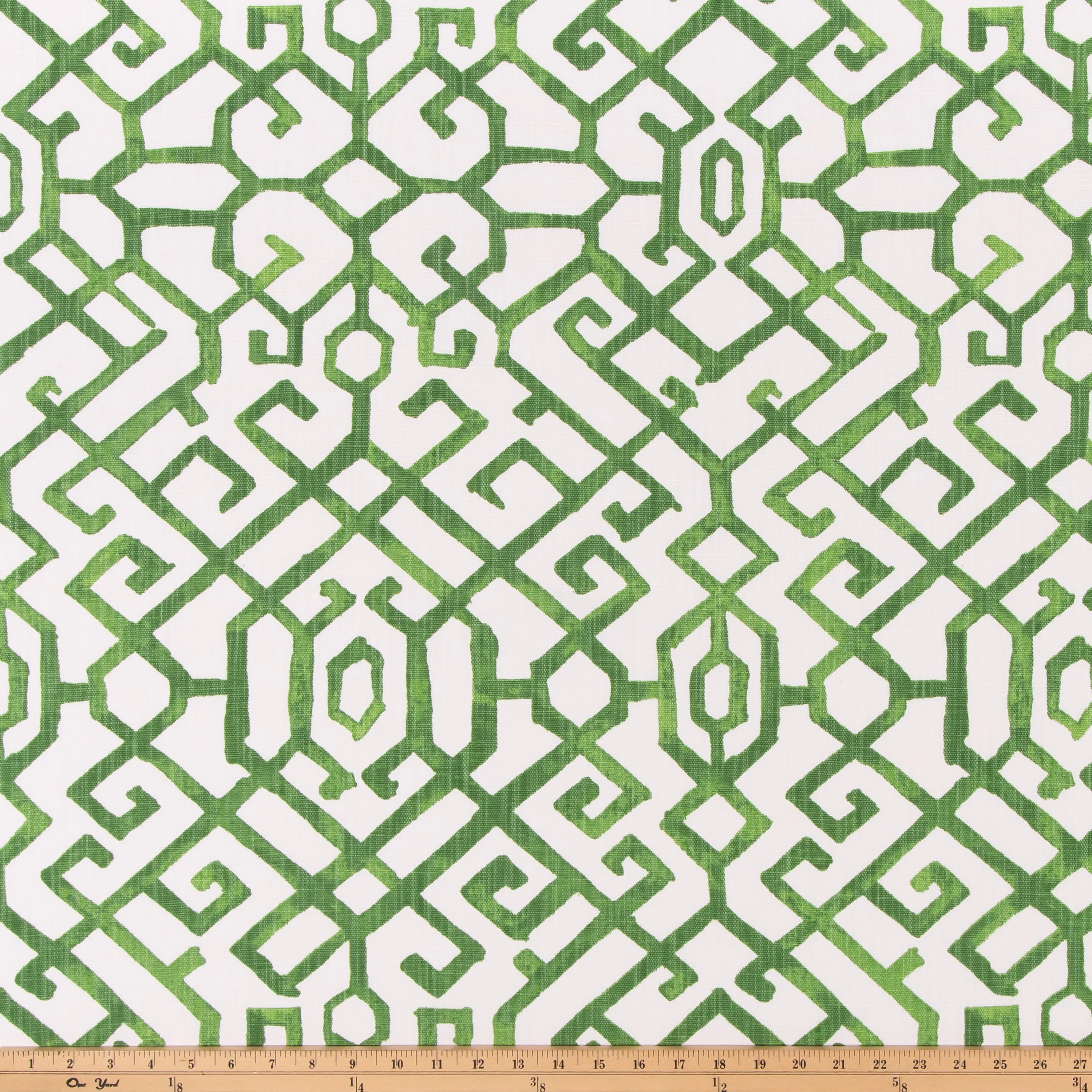 Jing Courtyard Green Slub Linen White Fabric By Premier Prints