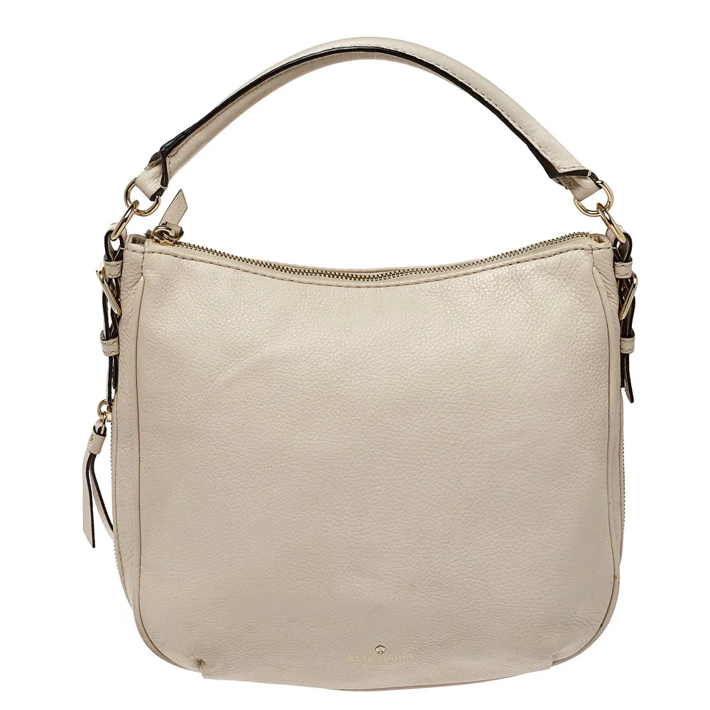 Linen White Leather Small Cobble Hill Ella Hobo