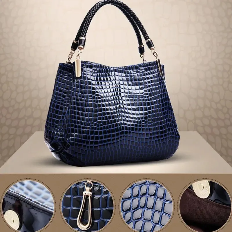 Luxe Large Capacity Croc-Embossed Tote for Daily Commute