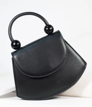 Vintage Style Black Leatherette Crescent Purse