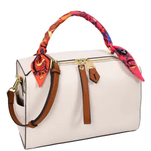 Women's Faux Leather Handbag Cross Body Casual Fashion Barrel Bag A890 White