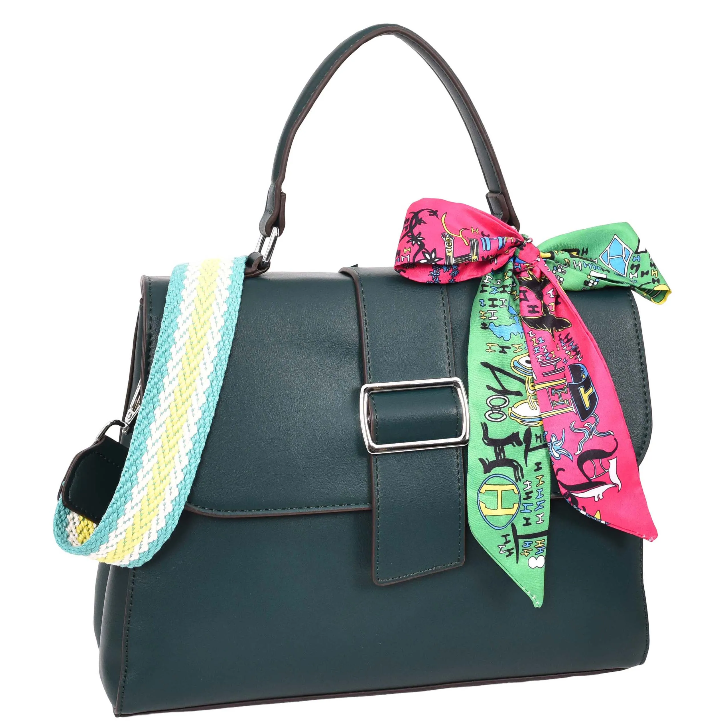 Womens Handbag Faux Leather Top Handle Doctors Bag Outgoing Fashion Tote A897 Green