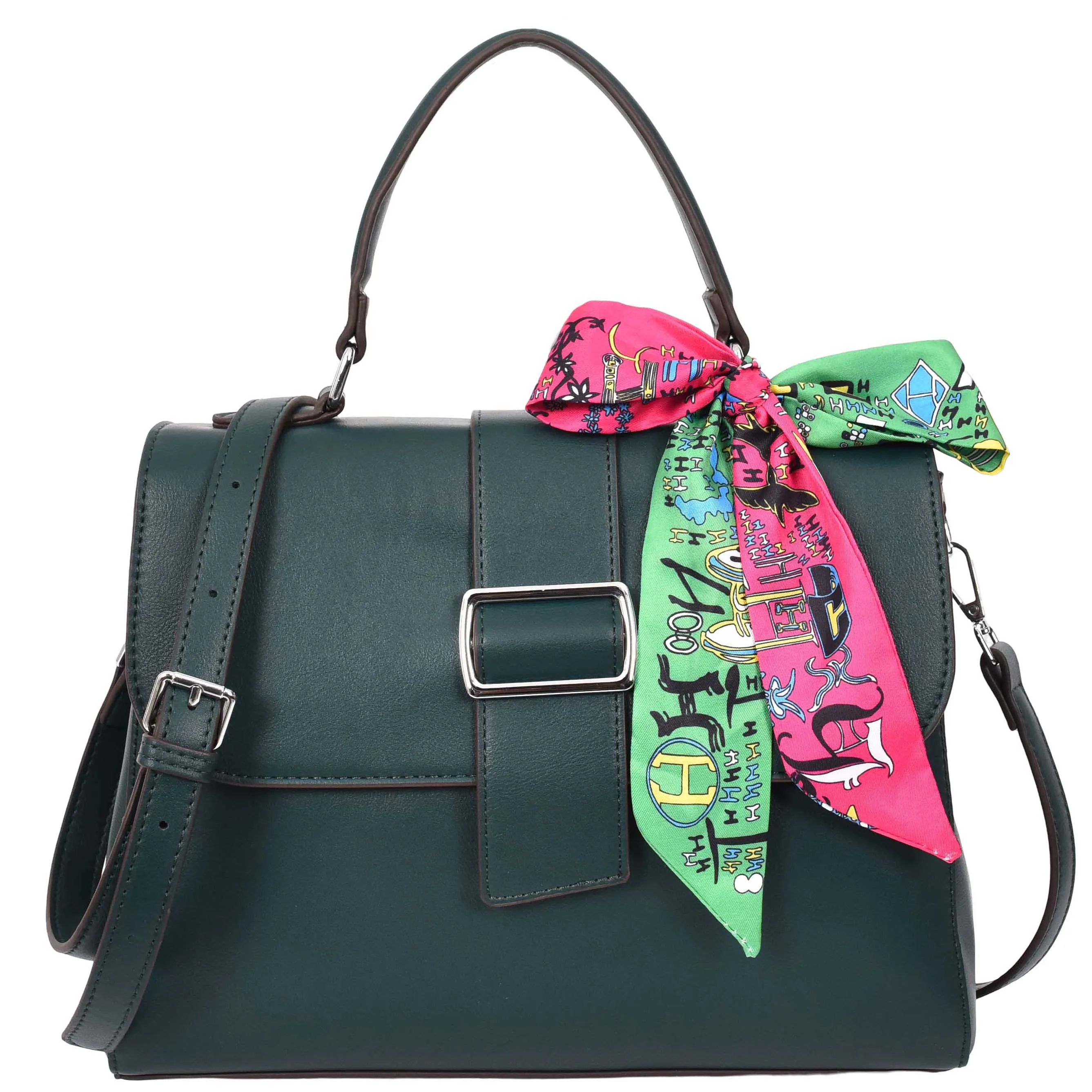 Womens Handbag Faux Leather Top Handle Doctors Bag Outgoing Fashion Tote A897 Green